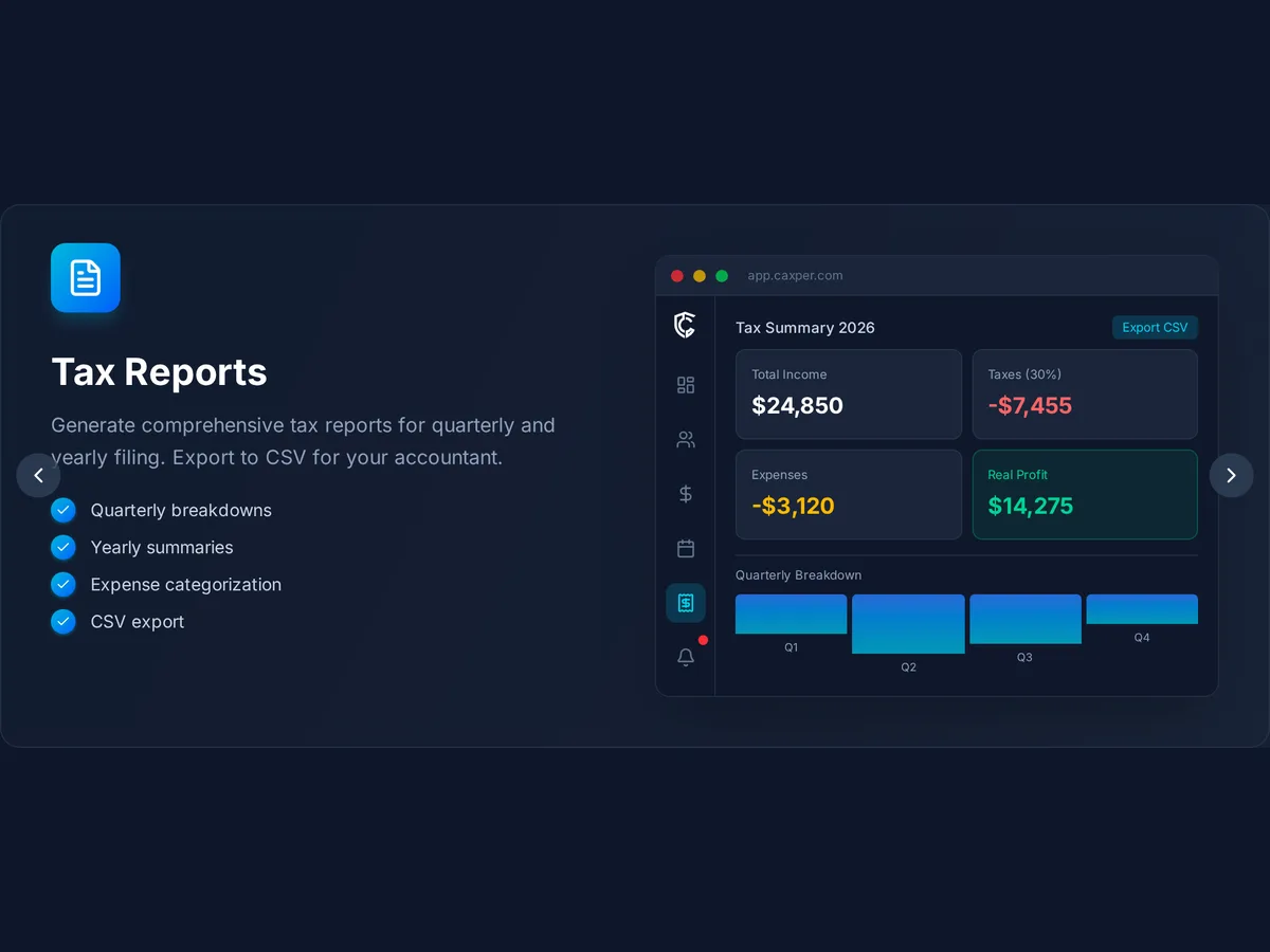 Caxper tax reports view