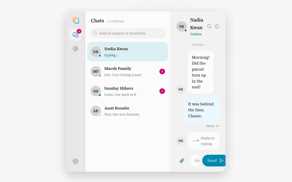 LightChat chat app on desktop
